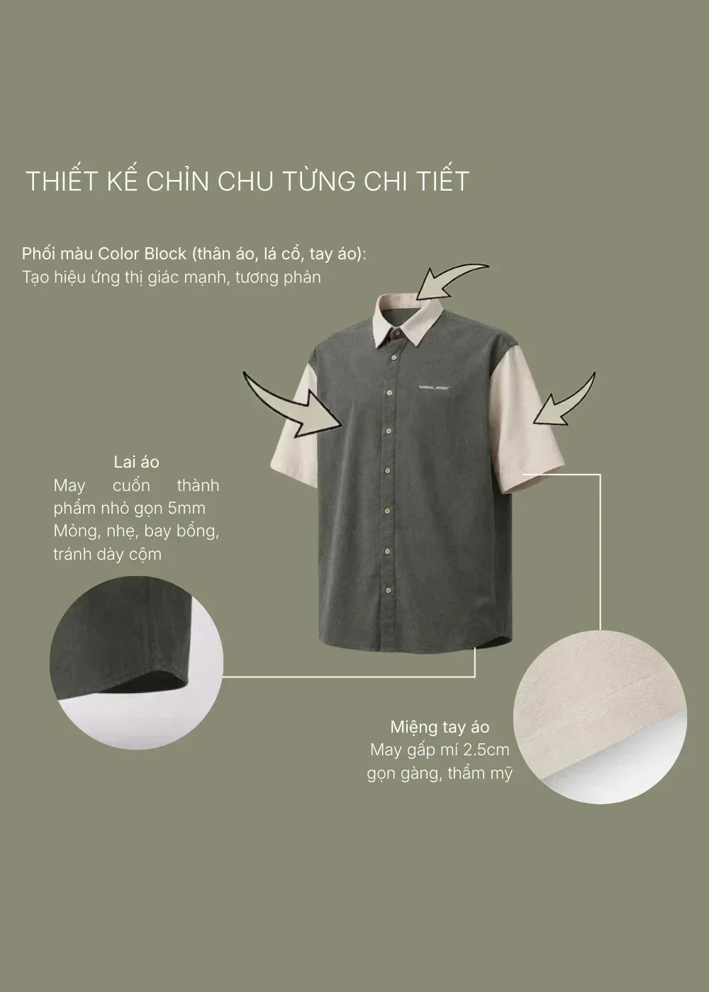 Áo Sơ Mi Tay Ngắn Nhung Tăm Cổ Điển DurableTex™ Vải Bền Chắc Seventy Seven 022 Màu Nâu Nhạt Dáng Rộng Rãi F4