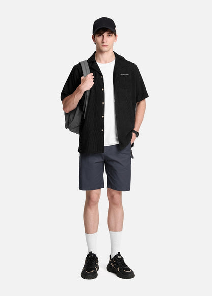 Áo Sơ Mi Cuban Corduroy Ít Nhăn Seventy Seven 023 Đen