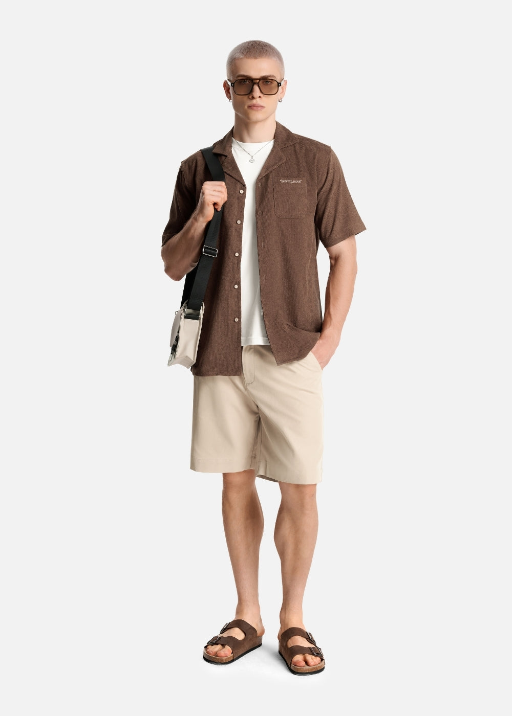 Áo Sơ Mi Cuban Corduroy Ít Nhăn Seventy Seven 023 Nâu Đậm