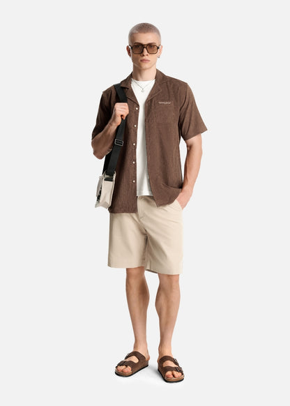 Áo Sơ Mi Cuban Corduroy Ít Nhăn Seventy Seven 023 Nâu Đậm