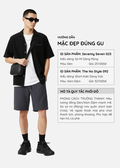 Áo Sơ Mi Cuban Corduroy Ít Nhăn Seventy Seven 023 Đen