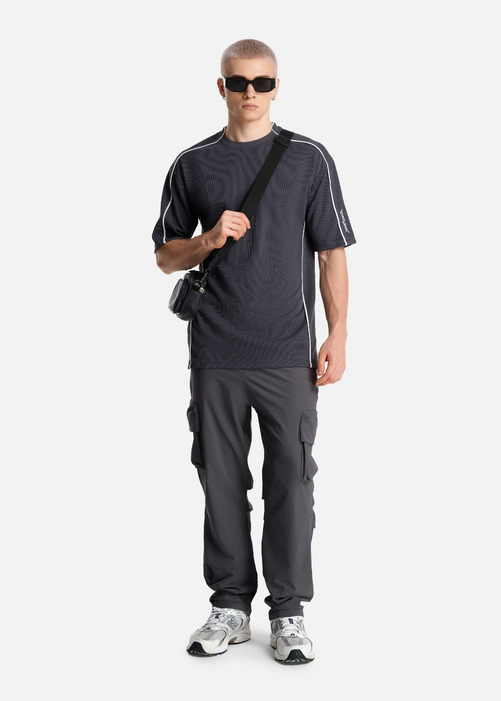 Áo Thun Tay Ngắn Waffle Co Giãn Seventy Seven 044 Xám Đậm