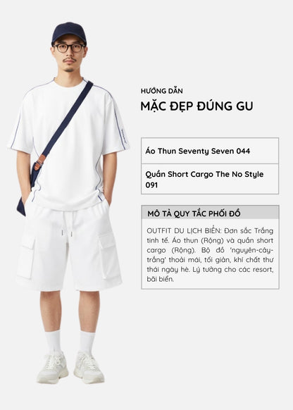 Áo Thun Vải Gân DurableTex™ Chắc Chắn Mặc Cực Bền Seventy Seven 044 Màu Trắng Dáng Rộng Rãi F4