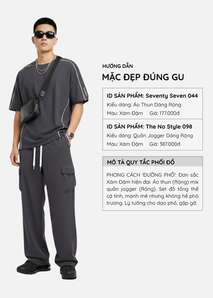 Áo Thun Tay Ngắn Waffle Co Giãn Seventy Seven 044 Xám Đậm