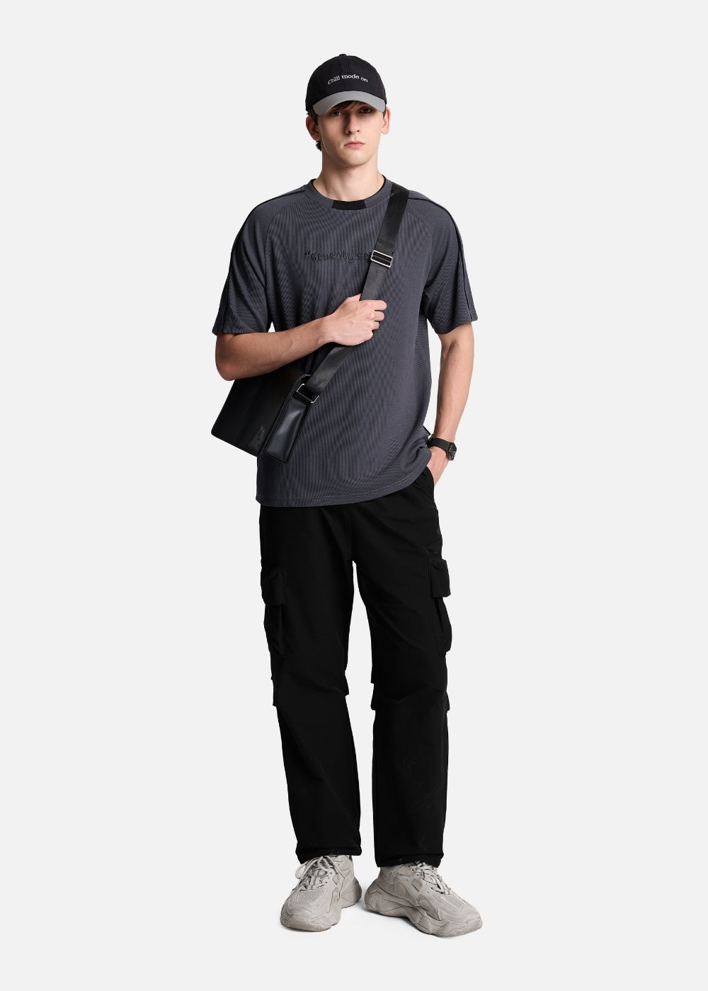 Áo Thun Tay Ngắn Vải Ribbing Co Giãn Seventy Seven 045 Xám Đậm