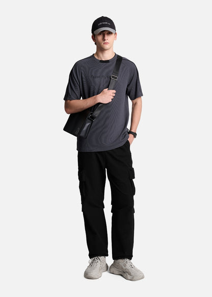 Áo Thun Tay Ngắn Vải Ribbing Co Giãn Seventy Seven 045 Xám Đậm