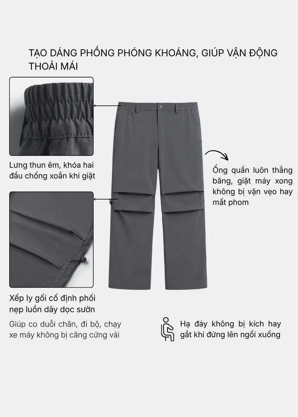 Quần Easy Pant Loose Fit EasyCare™  Seventy Seven 053 Màu Xanh Dương 83 Dáng Rộng Rãi F4