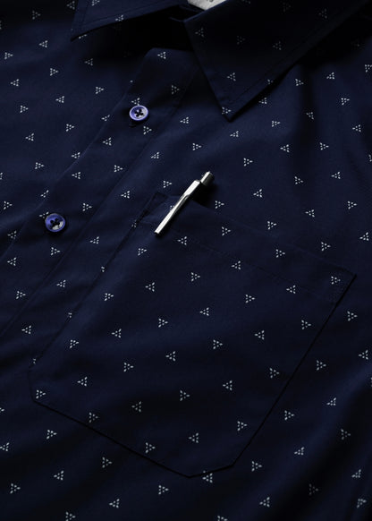 Áo Sơ Mi Tay Ngắn Siêu Mịn Seventy Seven 060 Xanh Dương Đậm