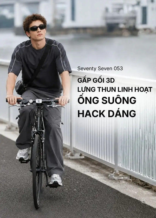 Quần Dài EasyCare™ Gối Xếp Li 3D Dây Rút Tùy Chỉnh Độ Phồng Seventy Seven 053 Màu Xám Đậm 91 Dáng Rộng Rãi F4