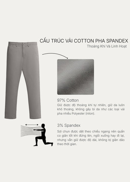 Quần Kaki Chinos Co Giãn Thoáng Mát The Minimalist 023 Xám Đậm