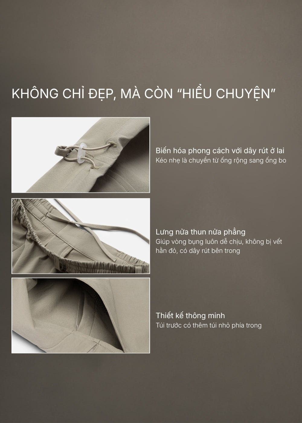 Quần Easy Pant Loose Fit AirDry™ Vải Mỏng Nhẹ Thoáng Mát The No Style 227 Màu Xám Dáng Rộng Rãi F4