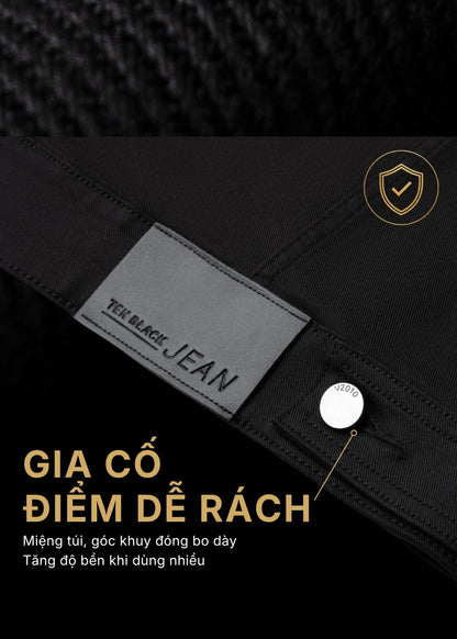 Áo Khoác Jean ColorLock™ Giữ Màu Đen Sâu Lâu Bạc Màu Tek Black Jean 003 Màu Đen Dáng Vừa Vặn F3