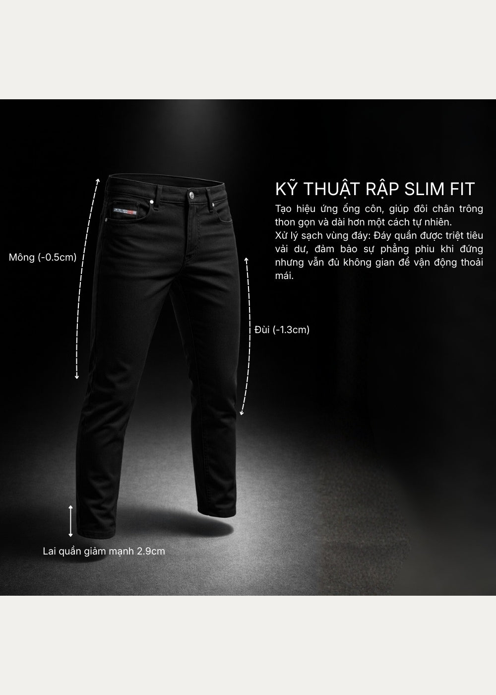 Quần Jean ColorLock™ Giữ Màu Đen Sâu Lâu Bạc Màu Tek Black Jean 004 Màu Đen Dáng Ôm Vừa F2
