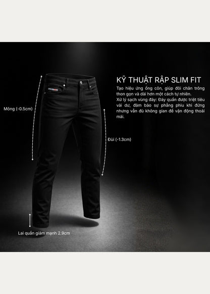 Quần Jean ColorLock™ Giữ Màu Đen Sâu Lâu Bạc Màu Tek Black Jean 004 Màu Đen Dáng Ôm Vừa F2