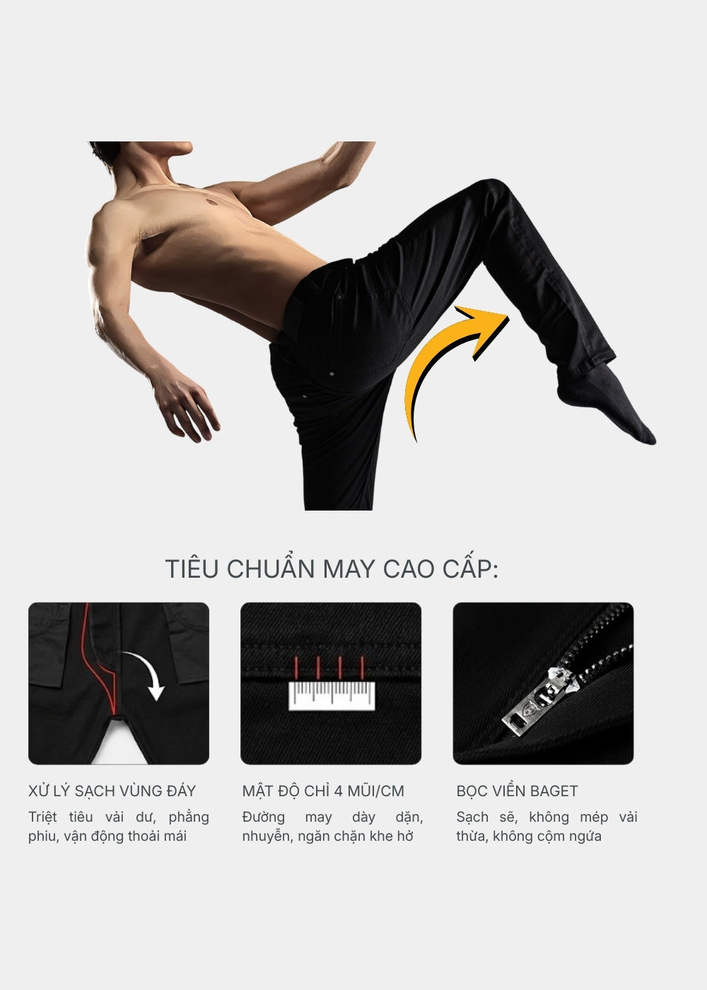 Quần Jean ColorLock™ Giữ Màu Đen Sâu Lâu Bạc Màu Tek Black Jean 004 Màu Đen Dáng Ôm Vừa F2