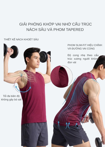 Áo 3 Lỗ Thể Thao AirDry™ Siêu Mỏng Nhẹ The Beginner 004 Màu Đen Dáng Ôm Vừa F2