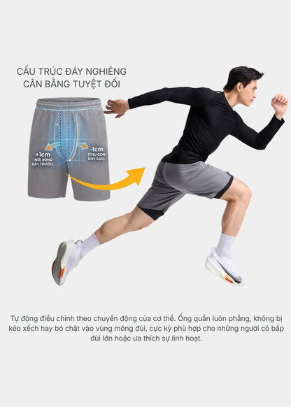 Quần Đùi Thể Thao 9 Inch CloudTouch™ Vải Dệt Vân Hình Thoi Mềm Nhẹ Nhanh Khô The Beginner 010 Màu Xám Dáng Vừa Vặn F3