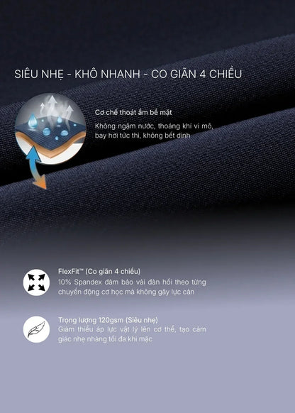 Quần Đùi Thể Thao AirDry™ Vải Mỏng Nhẹ Không Bết Dính Mồ Hôi The Beginner 017 Màu Đen Dáng Vừa Vặn F3
