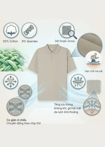 Áo Thun Cổ Polo IceVibes™ Vải Làm Mát The CEO 001 Màu Xám Dáng Vừa Vặn F3
