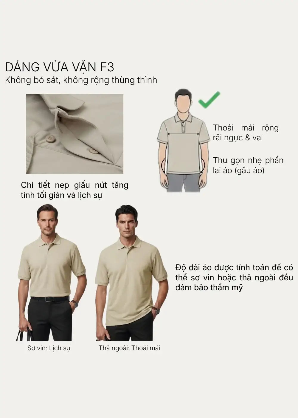 Áo Thun Cổ Polo IceVibes™ Vải Làm Mát The CEO 001 Màu Xám Dáng Vừa Vặn F3