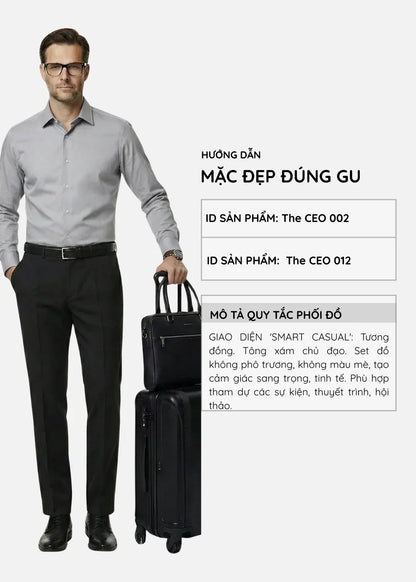 Quần Tây Smart Casual EasyCare™ Ít Nhăn Lưng Tùy Chỉnh The CEO 012 Xám Đậm