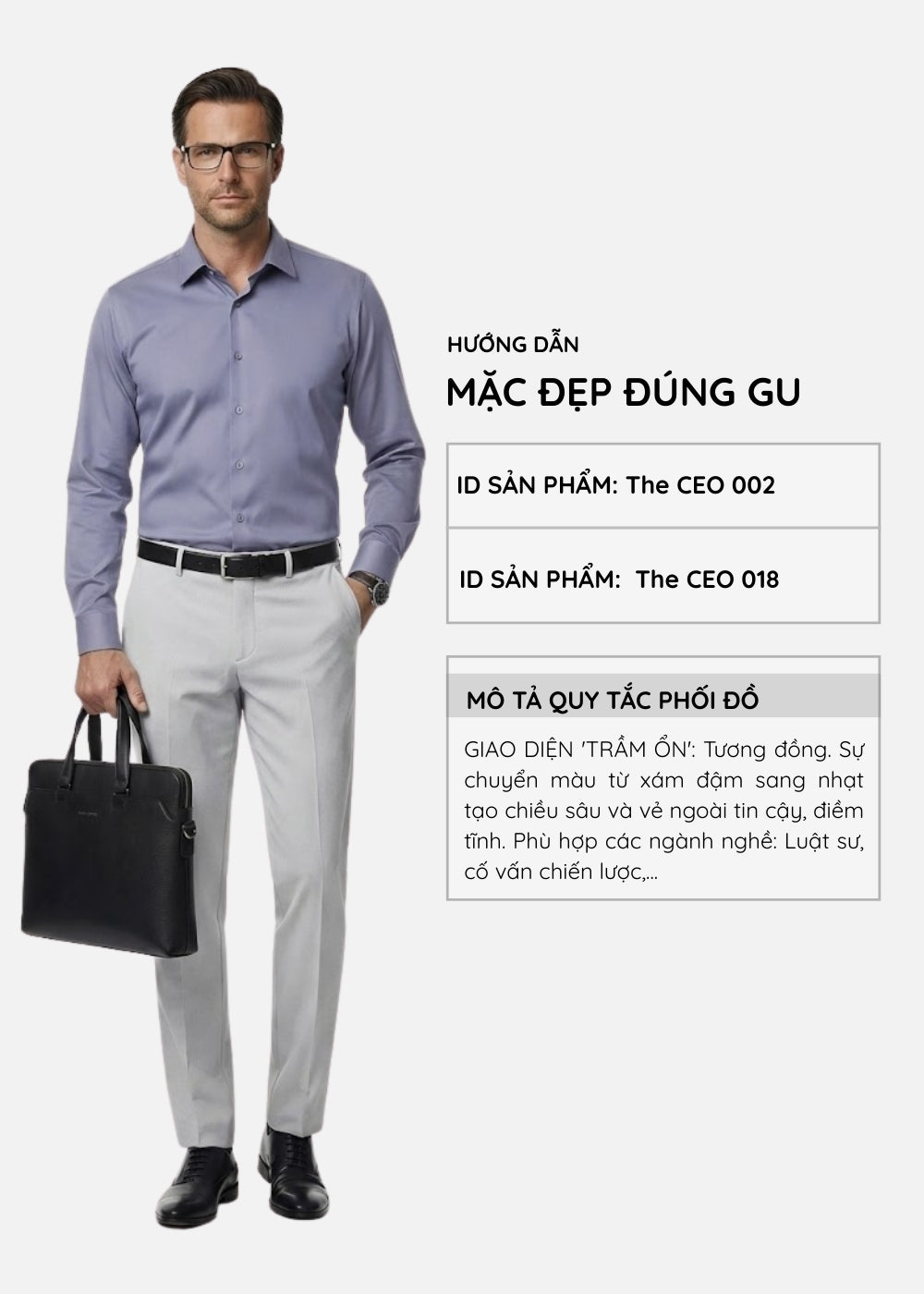 Quần Tây Smart Casual Ít Nhăn The CEO 018 Xám Nhạt