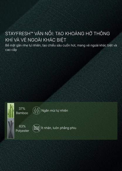 Áo Sơ Mi Tay Dài Sợi Tre Dệt Xước Tự Nhiên StayFresh™ Mặc Nhẹ Tênh Khử Mùi The CEO 009 Màu Trắng Dáng Ôm Vừa F2