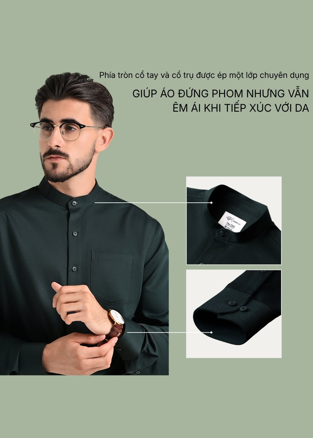 Áo Sơ Mi Tay Dài Sợi Tre Dệt Xước Tự Nhiên StayFresh™ Mặc Nhẹ Tênh Khử Mùi The CEO 009 Màu Trắng Dáng Ôm Vừa F2