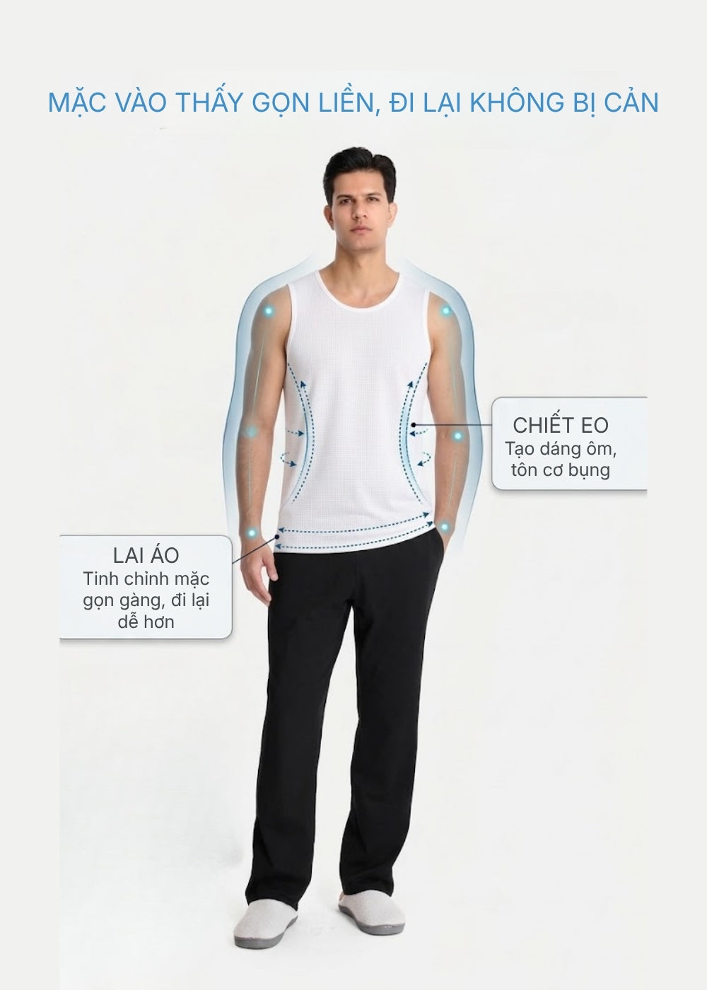 Áo Ba Lỗ Sợi ASKIN Chạm Vào Lạnh Da IceVibes™ Hạ Nhiệt Cơ Thể Tức Thì The HomeBody 003 Màu Trắng Dáng Ôm Vừa F2