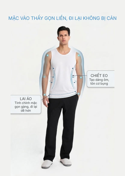 Áo Ba Lỗ Sợi ASKIN Chạm Vào Lạnh Da IceVibes™ Hạ Nhiệt Cơ Thể Tức Thì The HomeBody 003 Màu Trắng Dáng Ôm Vừa F2