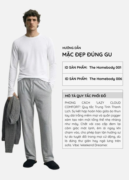 Áo Thun Tay Dài CloudTouch™ Siêu Mềm Mịn Tay Xỏ Ngón The Homebody 001 Trắng