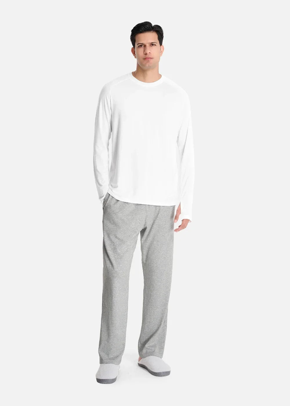 Áo Thun Tay Dài CloudTouch™ Siêu Mềm Mịn Tay Xỏ Ngón The Homebody 001 Trắng