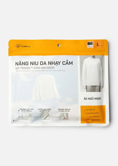 Áo Thun Tay Dài CloudTouch™ Siêu Mềm Mịn Tay Xỏ Ngón The Homebody 001 Đen
