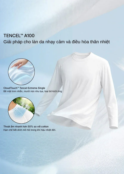 Áo Thun Tay Dài CloudTouch™ Siêu Mềm Mịn Tay Xỏ Ngón The Homebody 001 Trắng