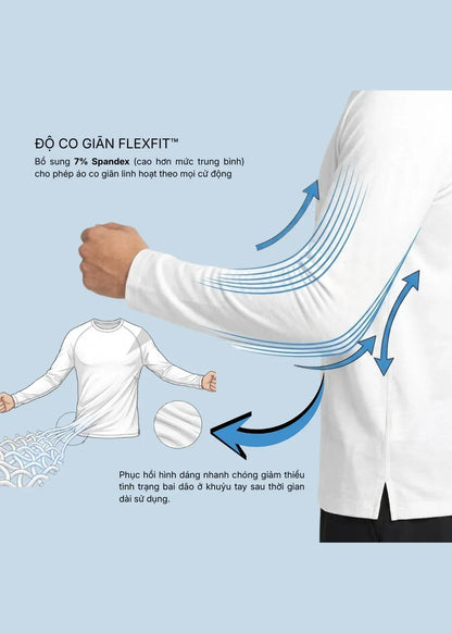 Áo Thun Tay Dài CloudTouch™ Siêu Mềm Mịn Tay Xỏ Ngón The Homebody 001 Trắng