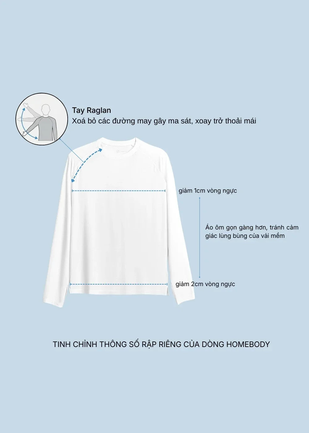 Áo Thun Tay Dài CloudTouch™ Siêu Mềm Mịn Tay Xỏ Ngón The Homebody 001 Trắng