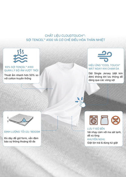 Áo Thun CloudTouch™ Êm Ái Thoát Nhiệt Đa Điểm The Homebody 002 Trắng