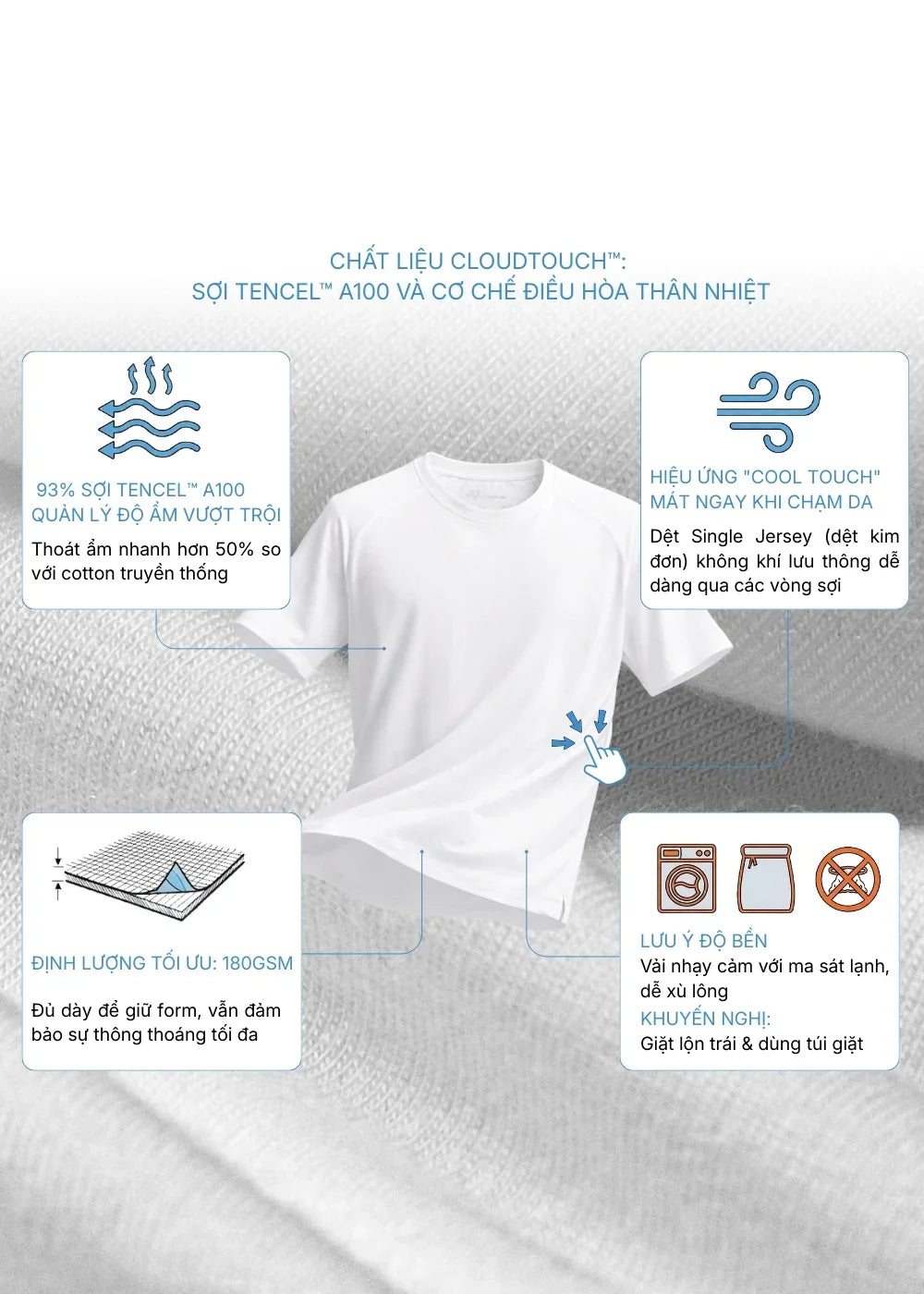 Áo Thun CloudTouch™ Êm Ái Thoát Nhiệt Đa Điểm The Homebody 002 Đen