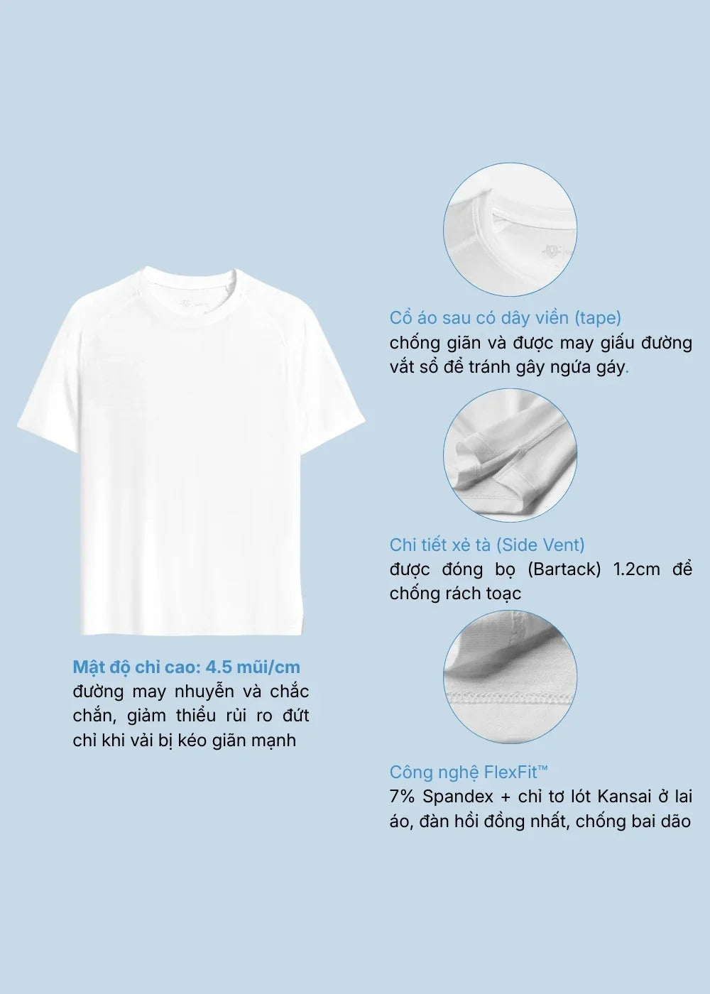 Áo Thun CloudTouch™ Êm Ái Thoát Nhiệt Đa Điểm The Homebody 002 Trắng