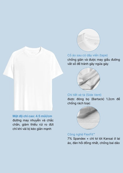 Áo Thun CloudTouch™ Êm Ái Thoát Nhiệt Đa Điểm The Homebody 002 Trắng