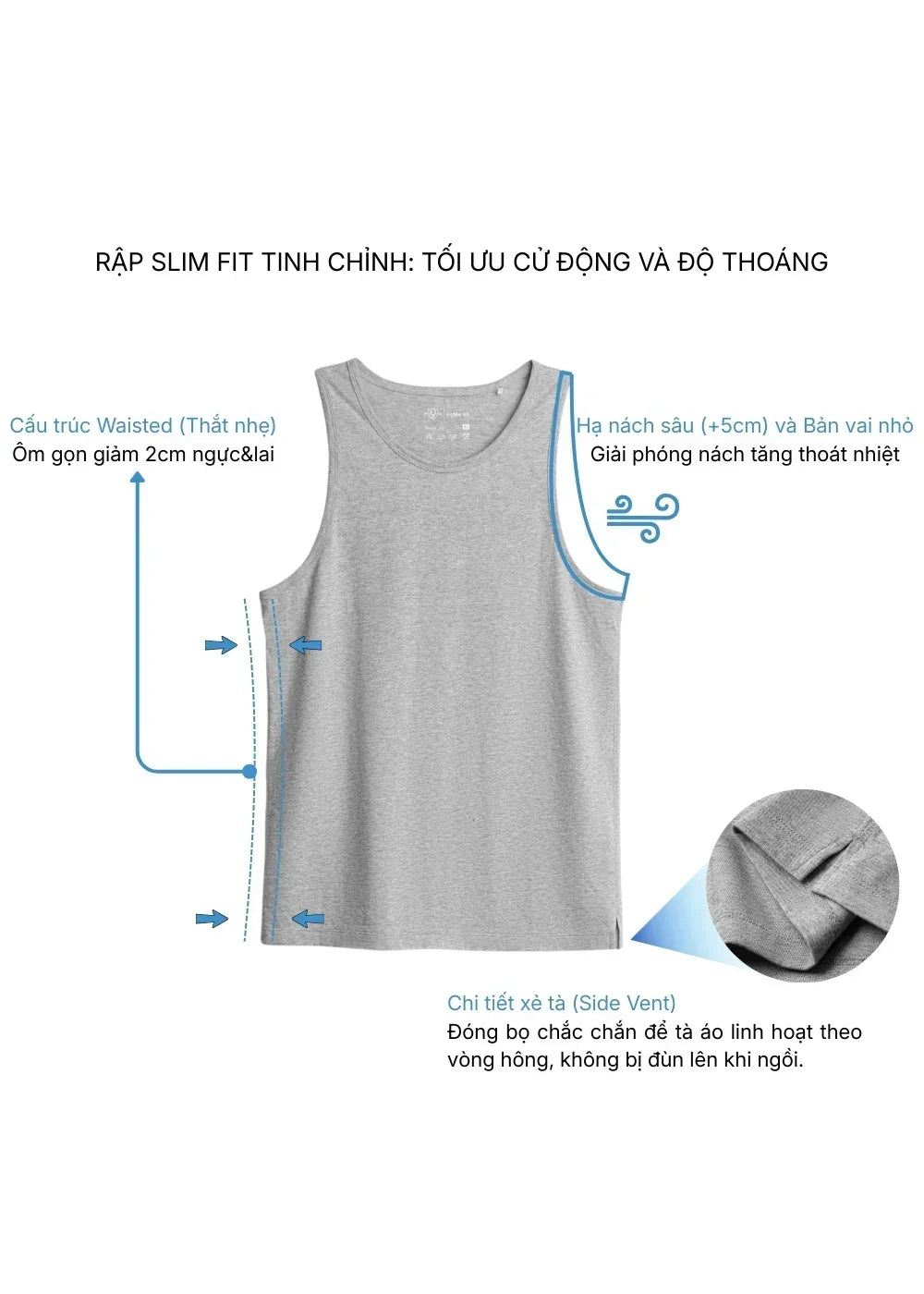 Áo Thun Tank Top AirDry™ Êm Ái Thoát Nhiệt The Homebody 007 Trắng