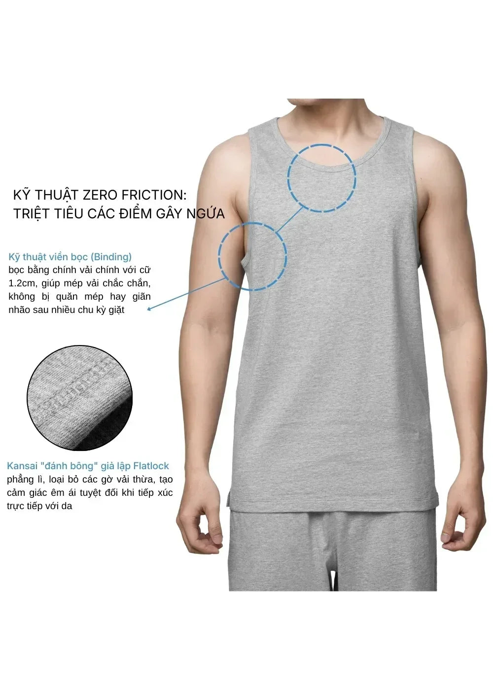 Áo Thun Tank Top AirDry™ Êm Ái Thoát Nhiệt The Homebody 007 Trắng