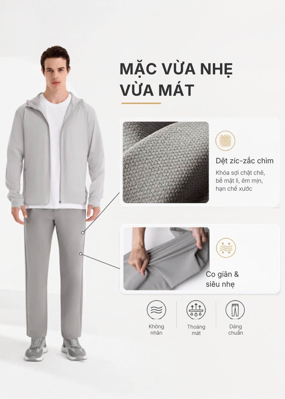 Quần Easy Pant Regular Fit AirDry™ Tôn Dáng Vải Nhẹ Tản Nhiệt Tốt The Minimalist 003 Màu Nâu Nhạt Dáng Vừa Vặn F3