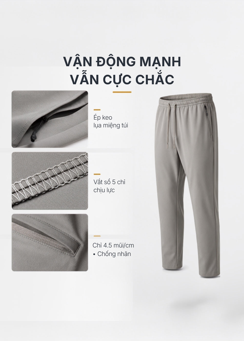 Quần Easy Pant Regular Fit AirDry™ Tôn Dáng Vải Nhẹ Tản Nhiệt Tốt The Minimalist 003 Màu Nâu Nhạt Dáng Vừa Vặn F3