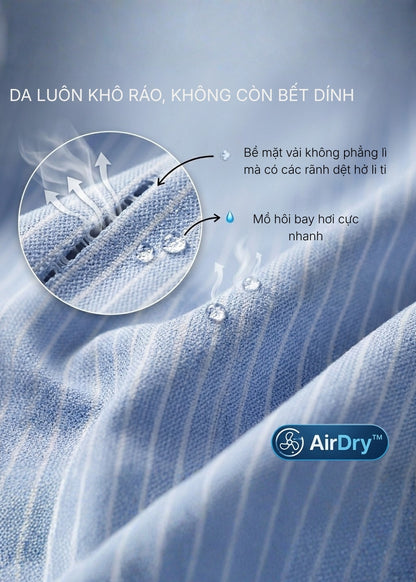 Áo Sơ Mi Tay Dài Công Sở AirDry™ Vải Sọc Siêu Nhẹ Thoáng The Minimalist 017 Màu Nâu Nhạt Dáng Vừa Vặn F3