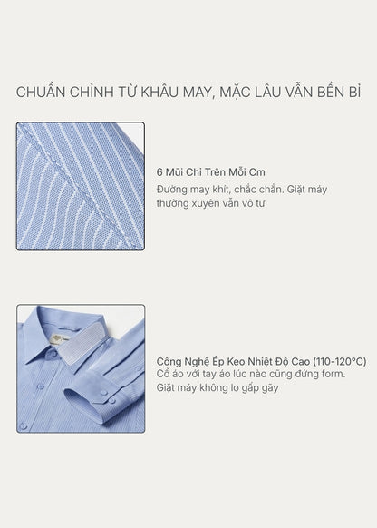 Áo Sơ Mi Tay Dài Công Sở AirDry™ Vải Sọc Siêu Nhẹ Thoáng The Minimalist 017 Màu Nâu Nhạt Dáng Vừa Vặn F3