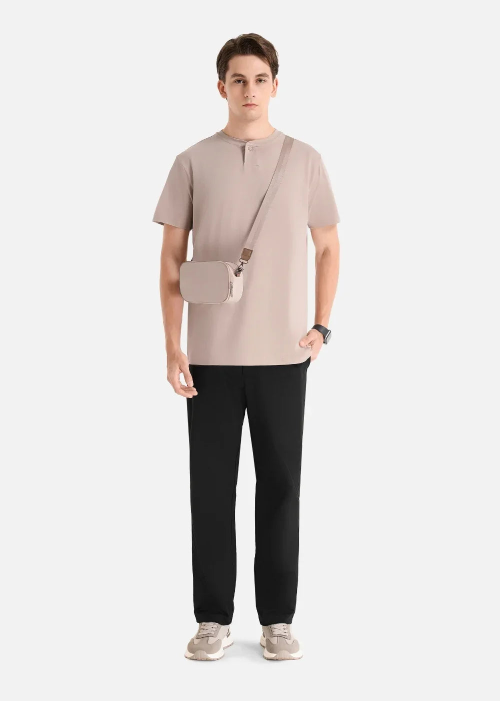 Áo Thun Cổ Trụ Thoát Mồ Hôi Mặc Siêu Mát IceVibes™ The Minimalist 022 Màu Nâu Dáng Ôm Vừa F2