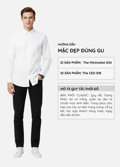 Áo Sơ Mi Tay Dài RainShield™ Trượt Nước Siêu Bền Nhẹ The Minimalist 024 Trắng