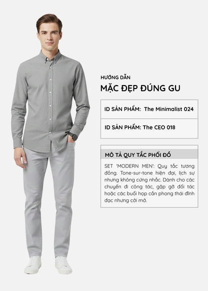 Áo Sơ Mi Tay Dài RainShield™ Trượt Nước Siêu Bền Nhẹ The Minimalist 024 Xám Nhạt