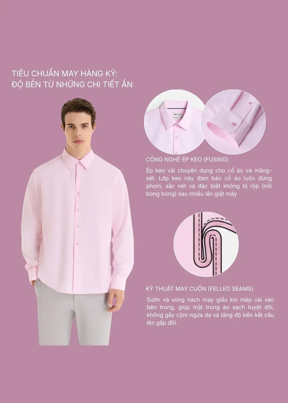 Áo Sơ Mi Tay Dài RainShield™ Trượt Nước Siêu Bền Nhẹ The Minimalist 024 Xám Nhạt